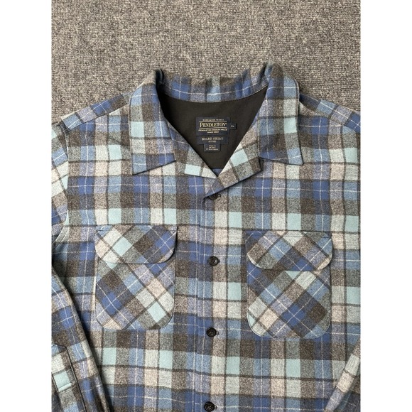 Mens Pendleton Board Shirt Blue Plaid Limited Edition Wool, Size XL - Picture 3 of 9